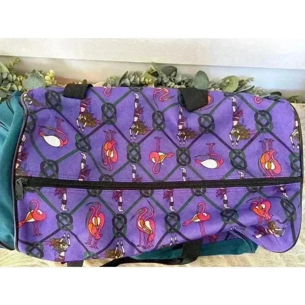 90s Bold Bossi Active Equipment Duffel Bag purple‎ flamingo belly dancer gym y2k